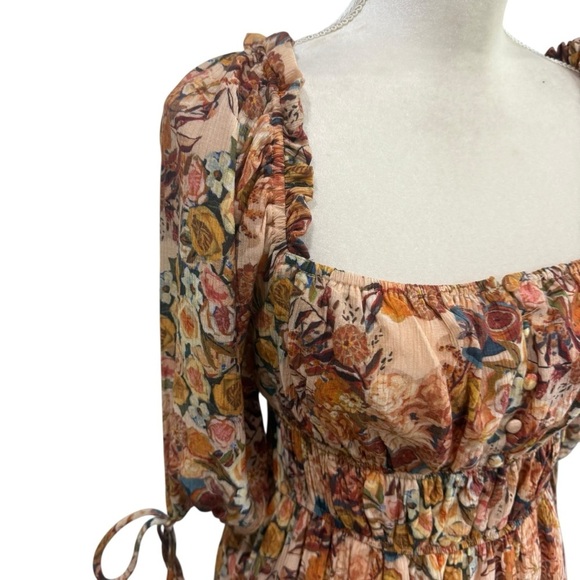 En Saison Women's Medium Candela Floral Square-Neck Ruffle-Tier Midi Dress NWT - Picture 9 of 16